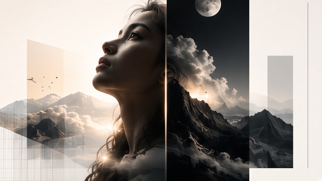 A portrait looking toward a moonlit landscape