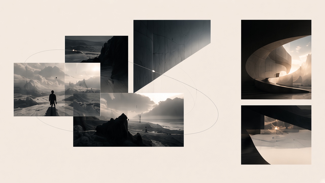 Layered landscape fragments assembled into one composition