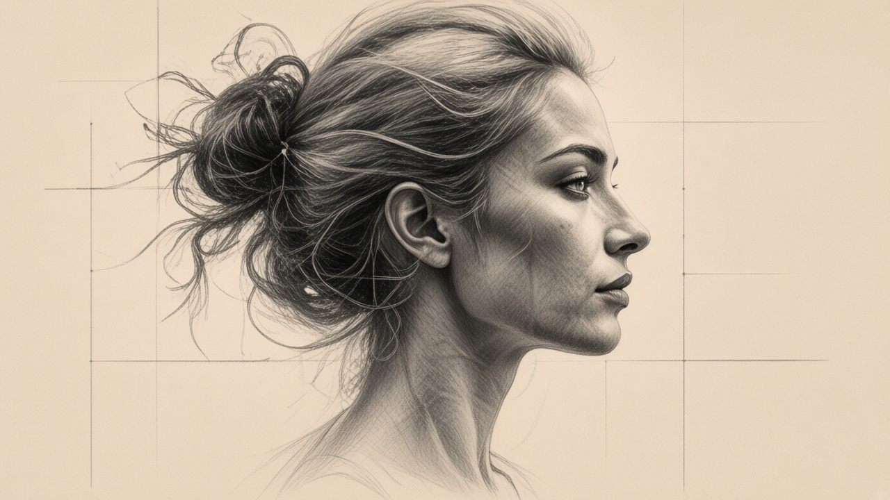 A drawn profile over a faint architectural grid