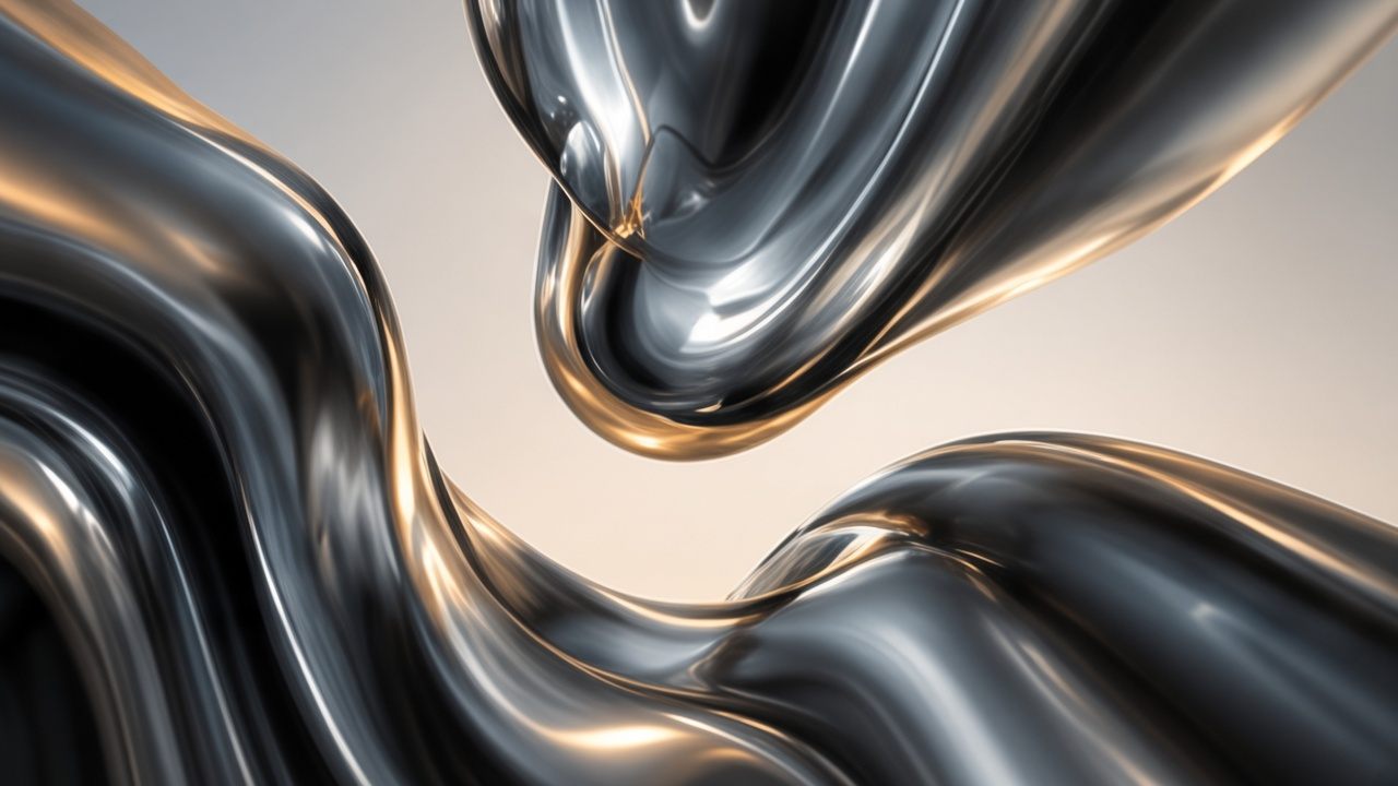 Liquid metal folds in warm light