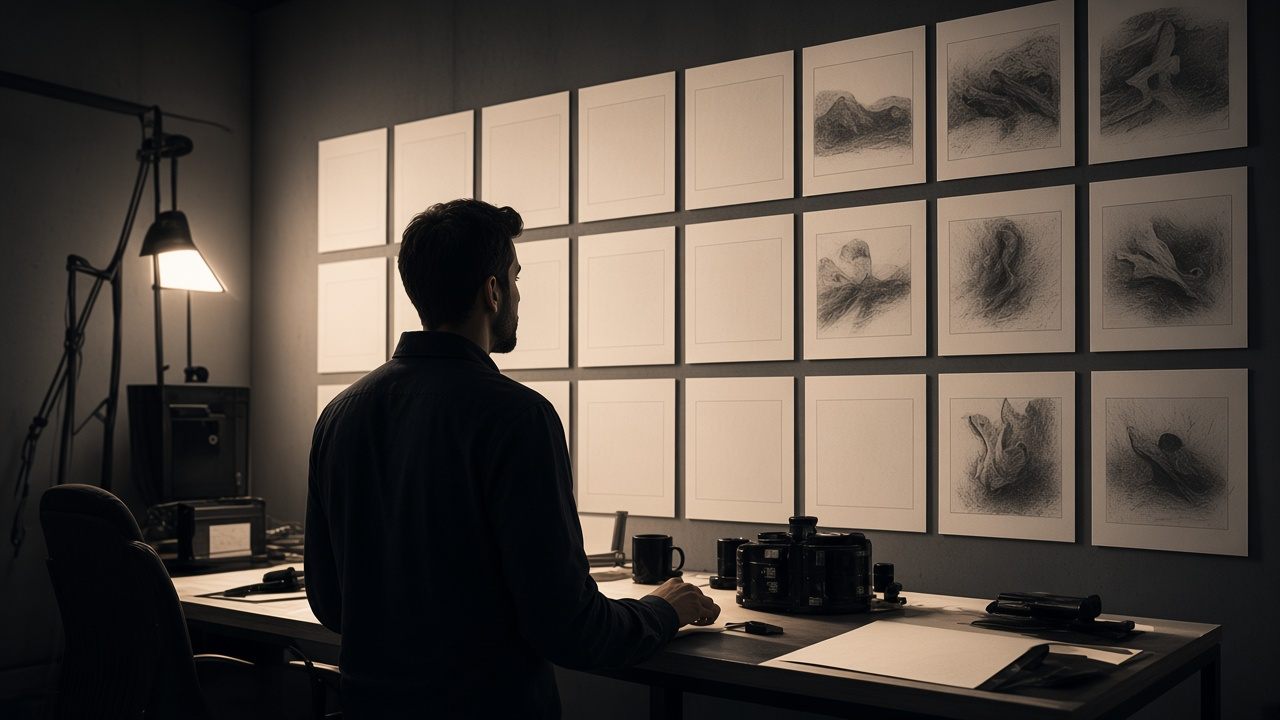 Printed frames arranged for a production decision