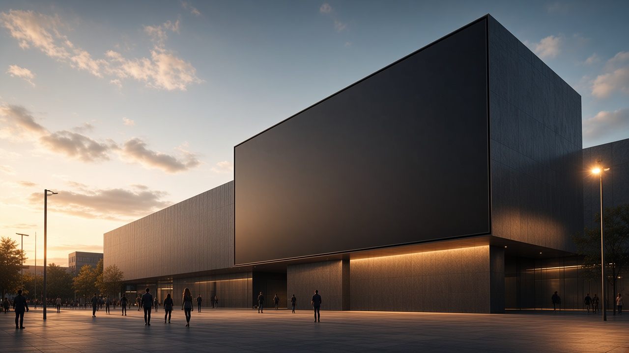 A monumental screen in a public space
