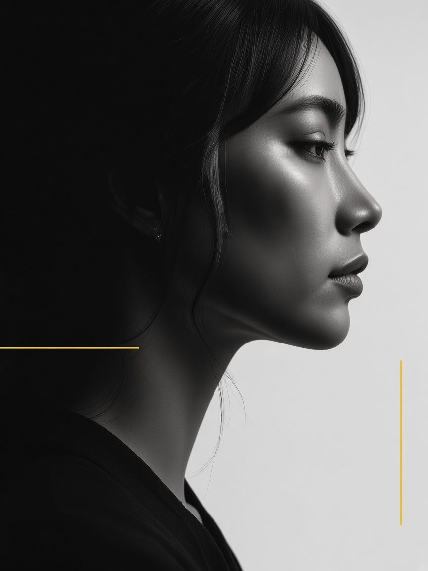 A monochrome profile in cinematic light