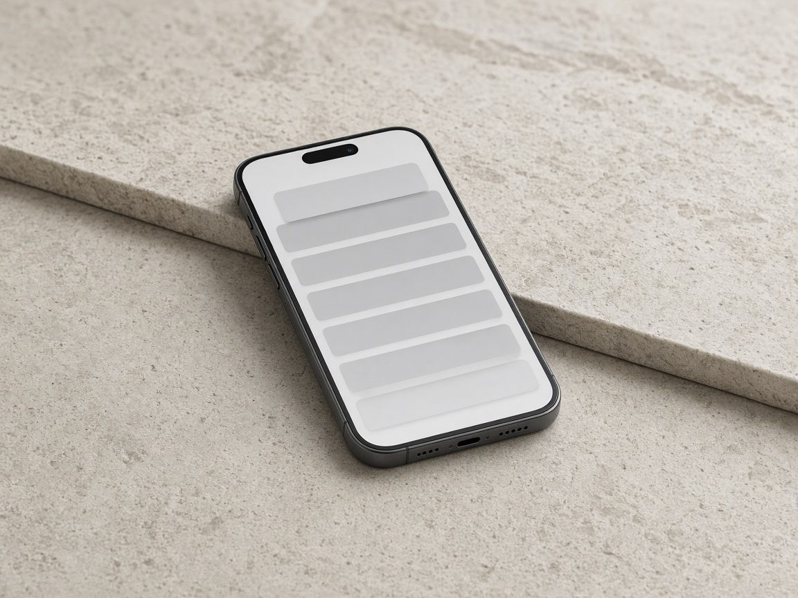 A phone lying on pale stone