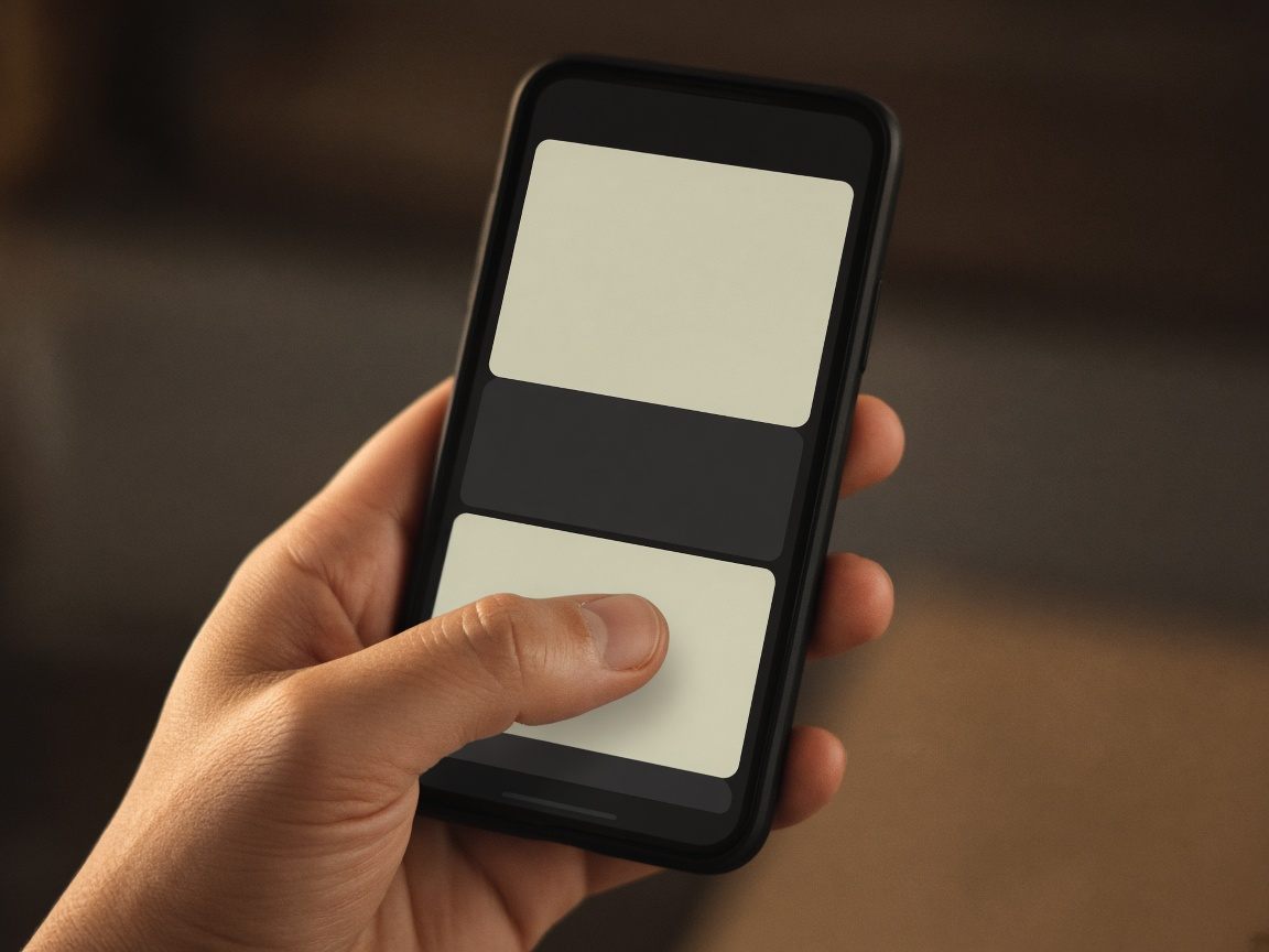 A hand holding a phone mid gesture